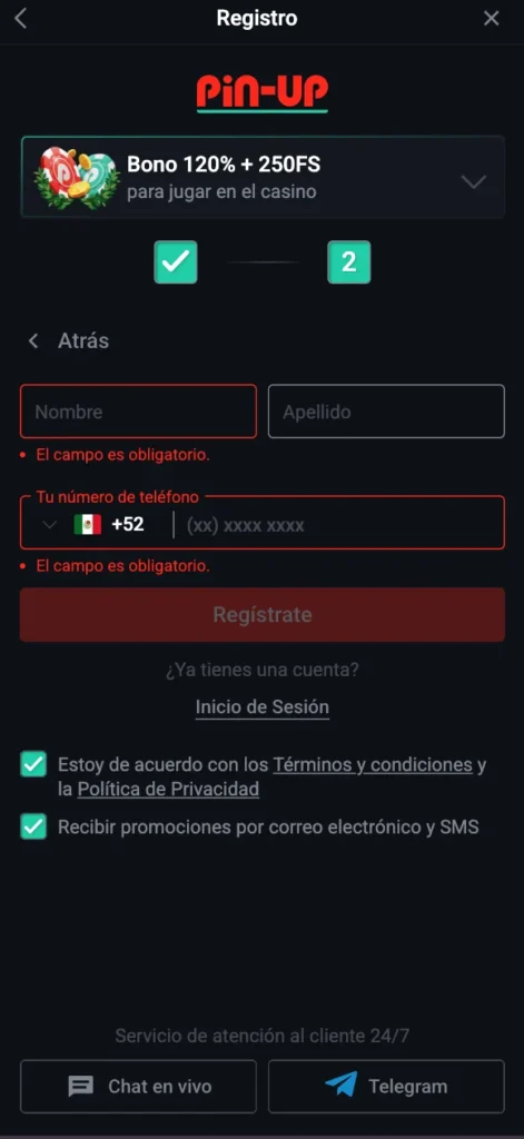 Proceso de registro en Pin Up México explicado paso a paso registro
