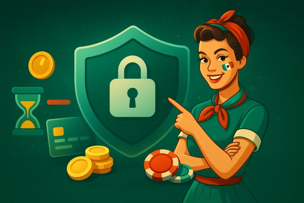 Escudo de seguridad y elementos relacionados con apuestas deportivas responsables en Pin Up México