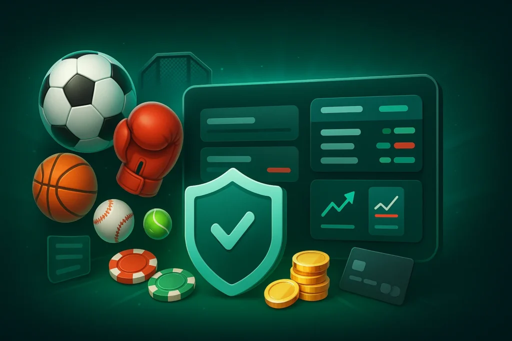 Panel ilustrado que muestra variedad de deportes, cuotas y pagos en pesos mexicanos en las apuestas deportivas de Pin Up México